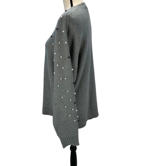 INC Long Sleeve Crew Neck Bead Accent Sweater - Grey - size XL - Picture 4 of 9